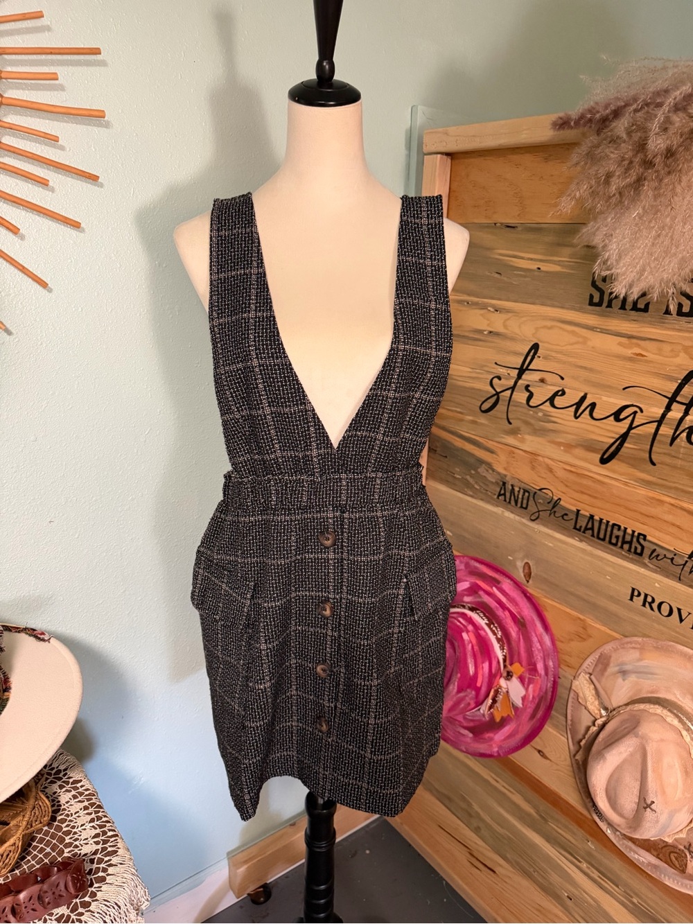 Paper Crane Black and White Plaid Mini Dress